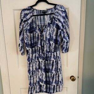 Allison Brittney Navy and White Patterned Cover-Up Dress